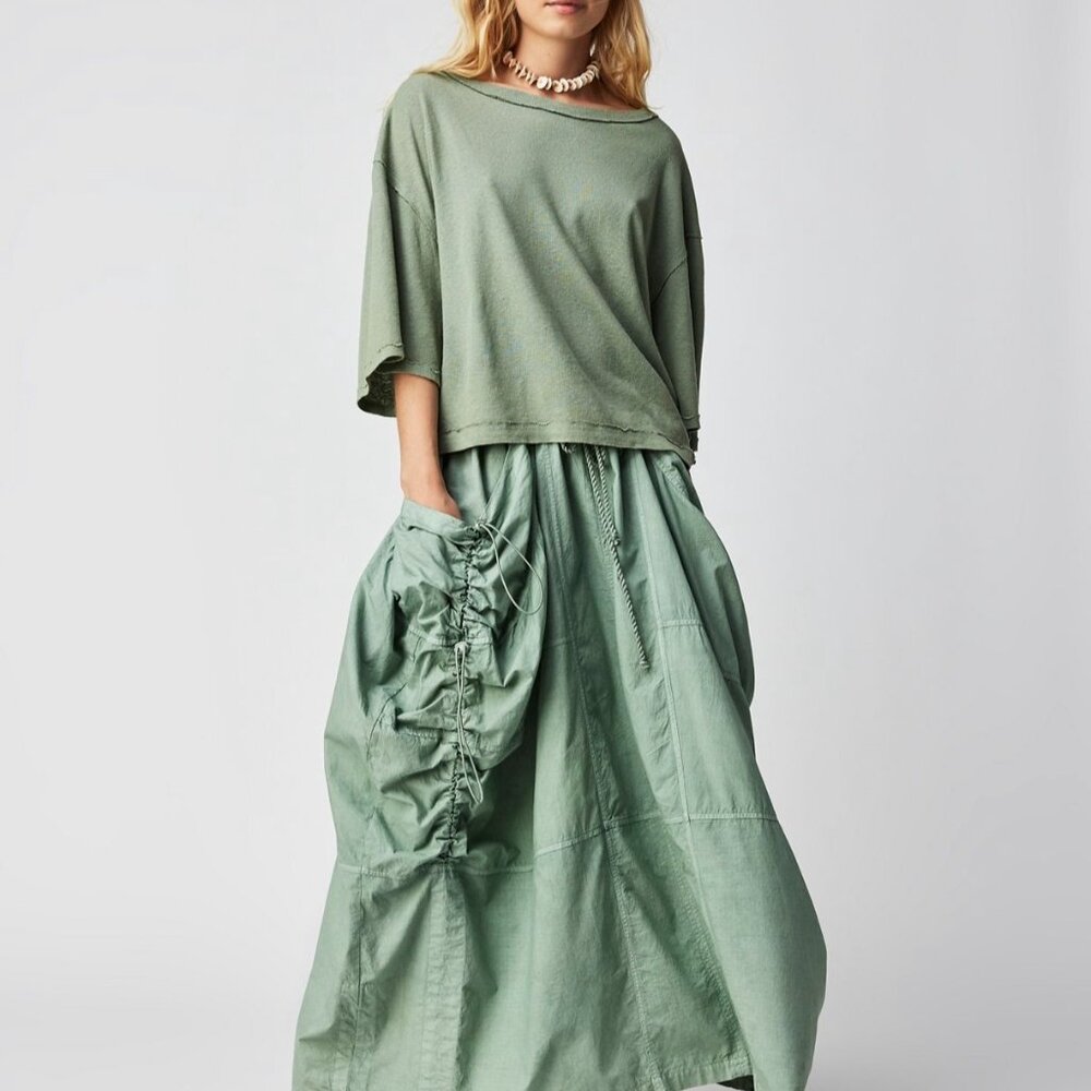 Free People We The Free Florence Linen Tee Blue Surf L